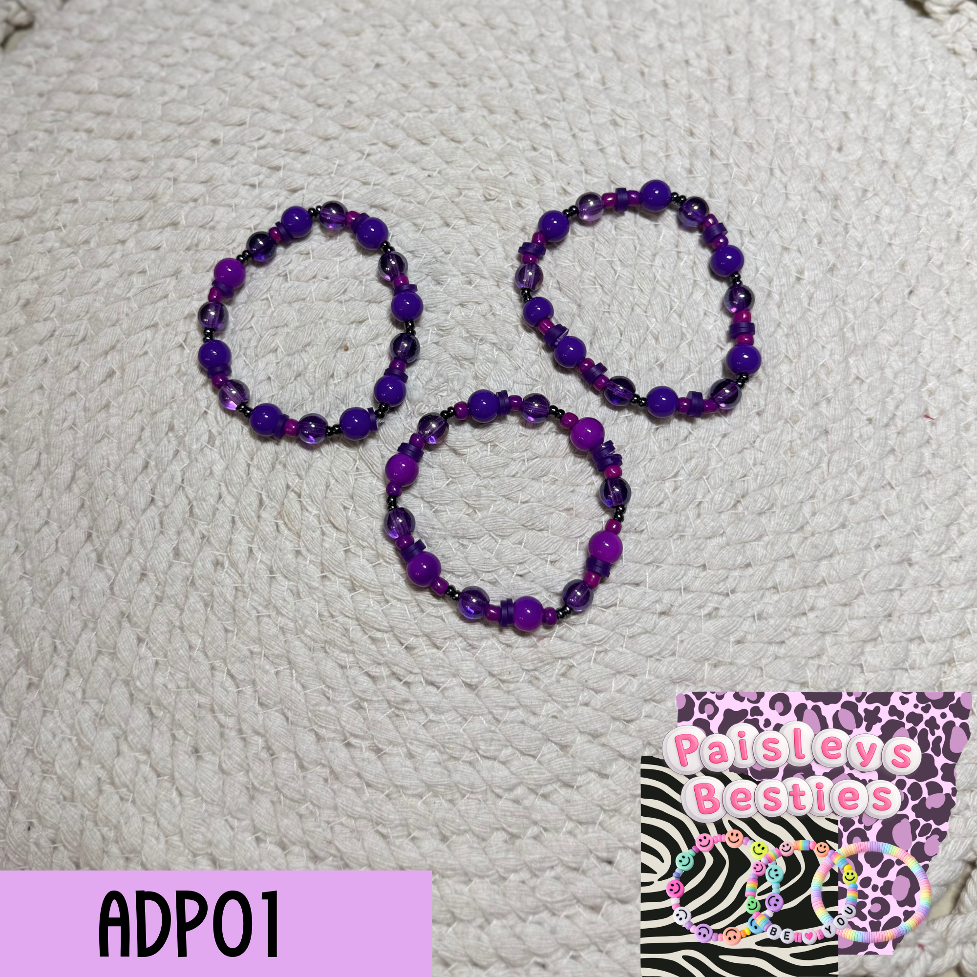 Adult purple bracelet set (3) ADP01