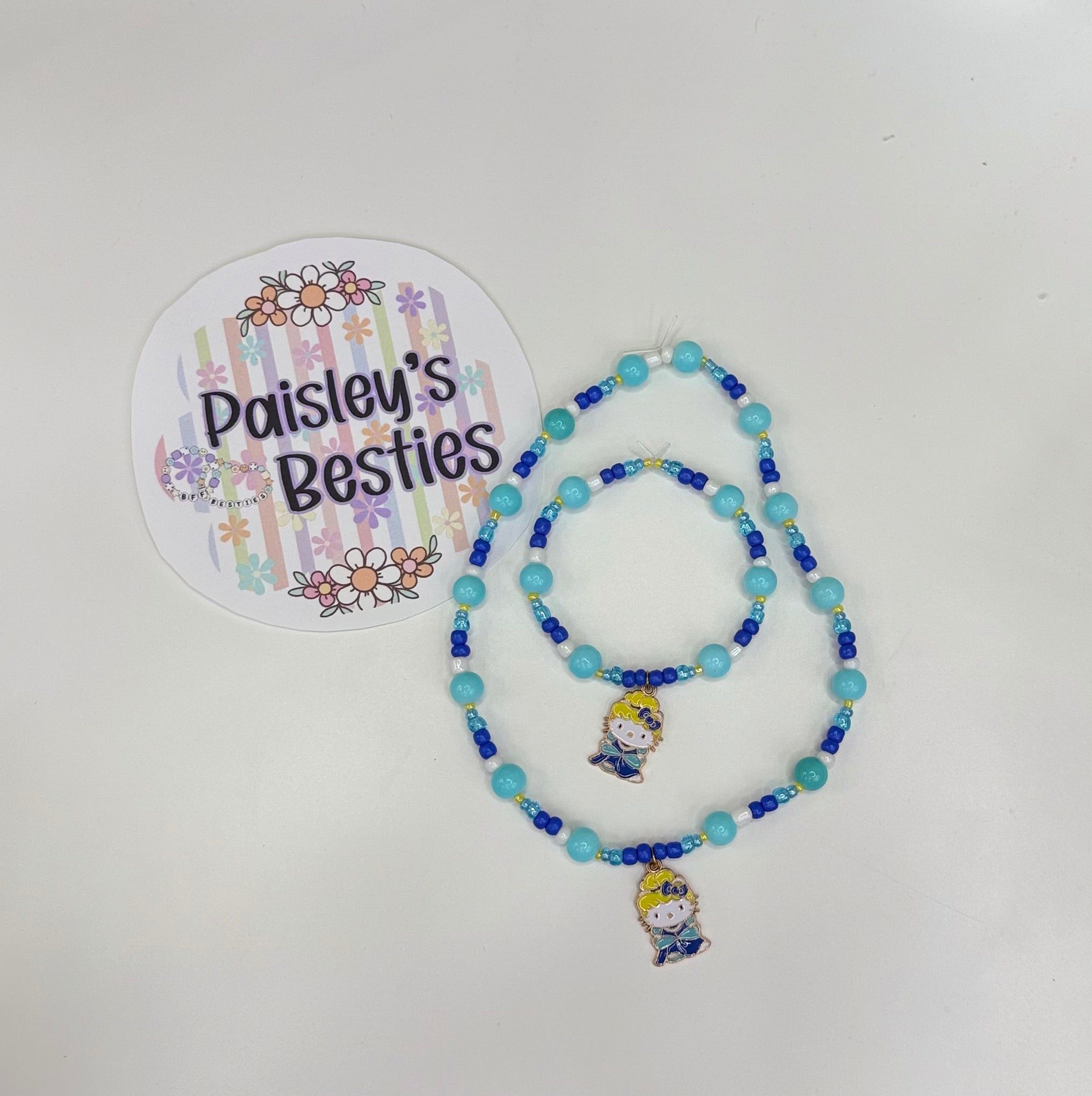 Blue princess necklace bracelet set