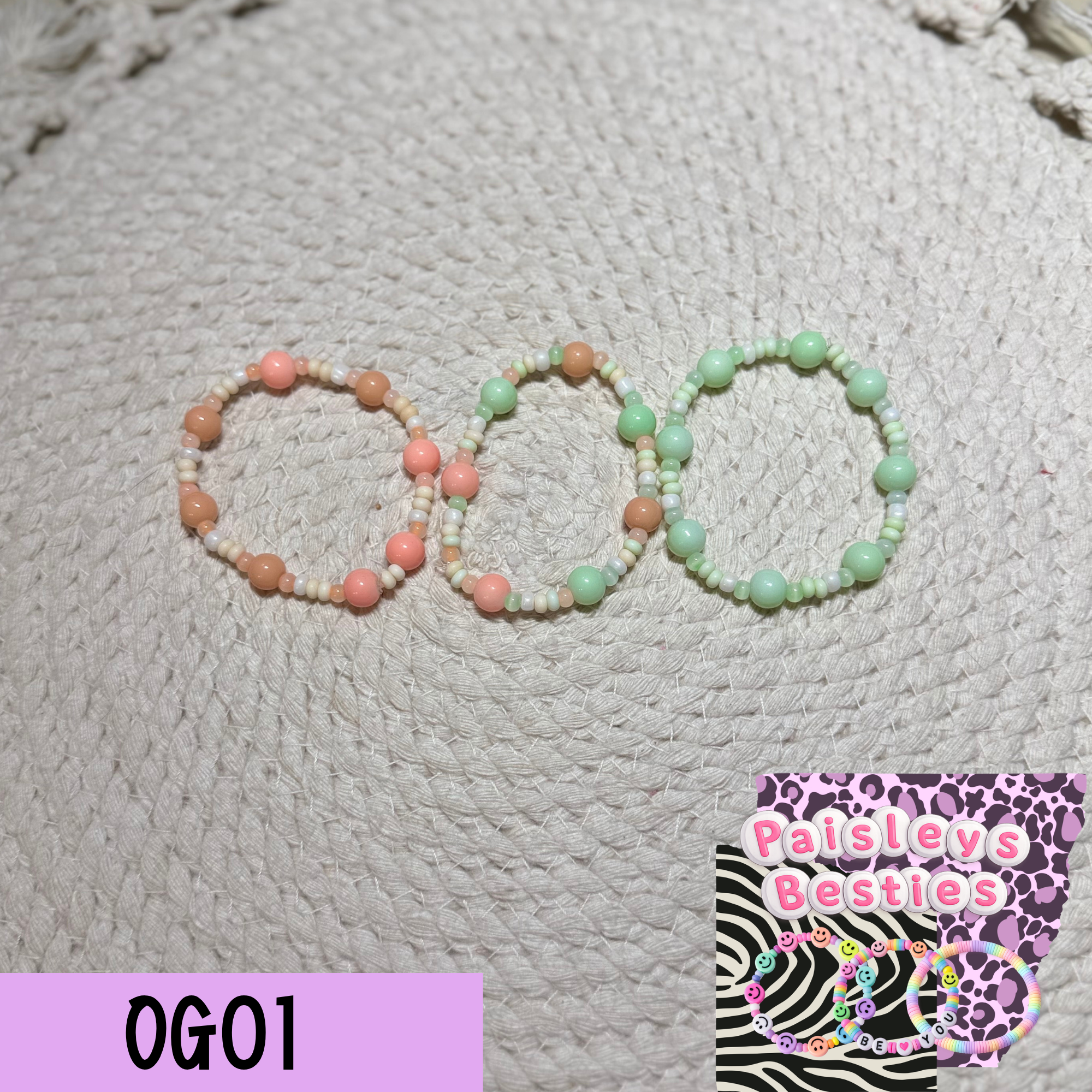 Orange green bracelets (3) OG01