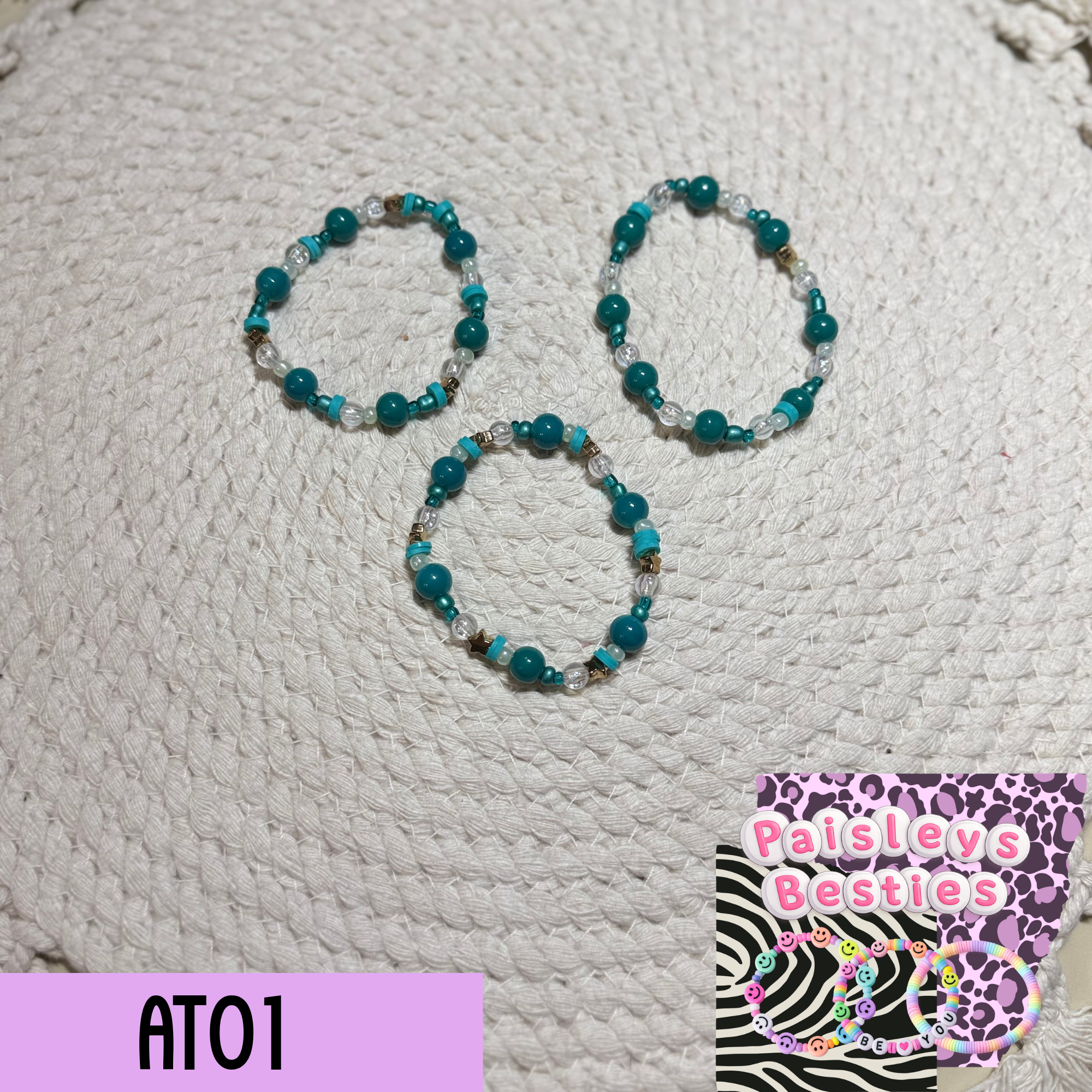 Adult turq bracelet set (3) AT01