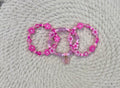 Pink butterfly flower bracelet stack (3) PBF0201