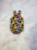 3/6m overall shortie romper