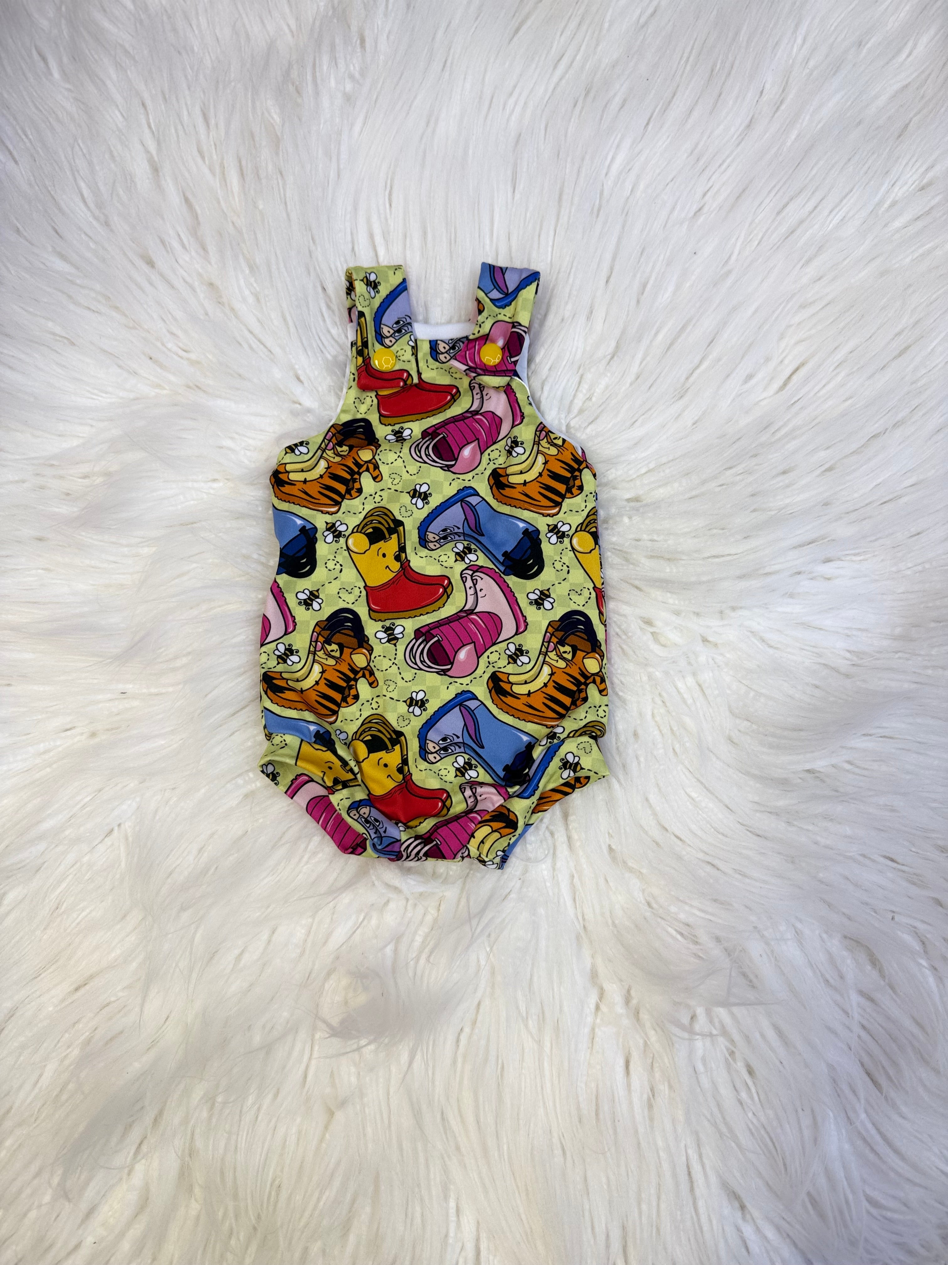 3/6m overall shortie romper