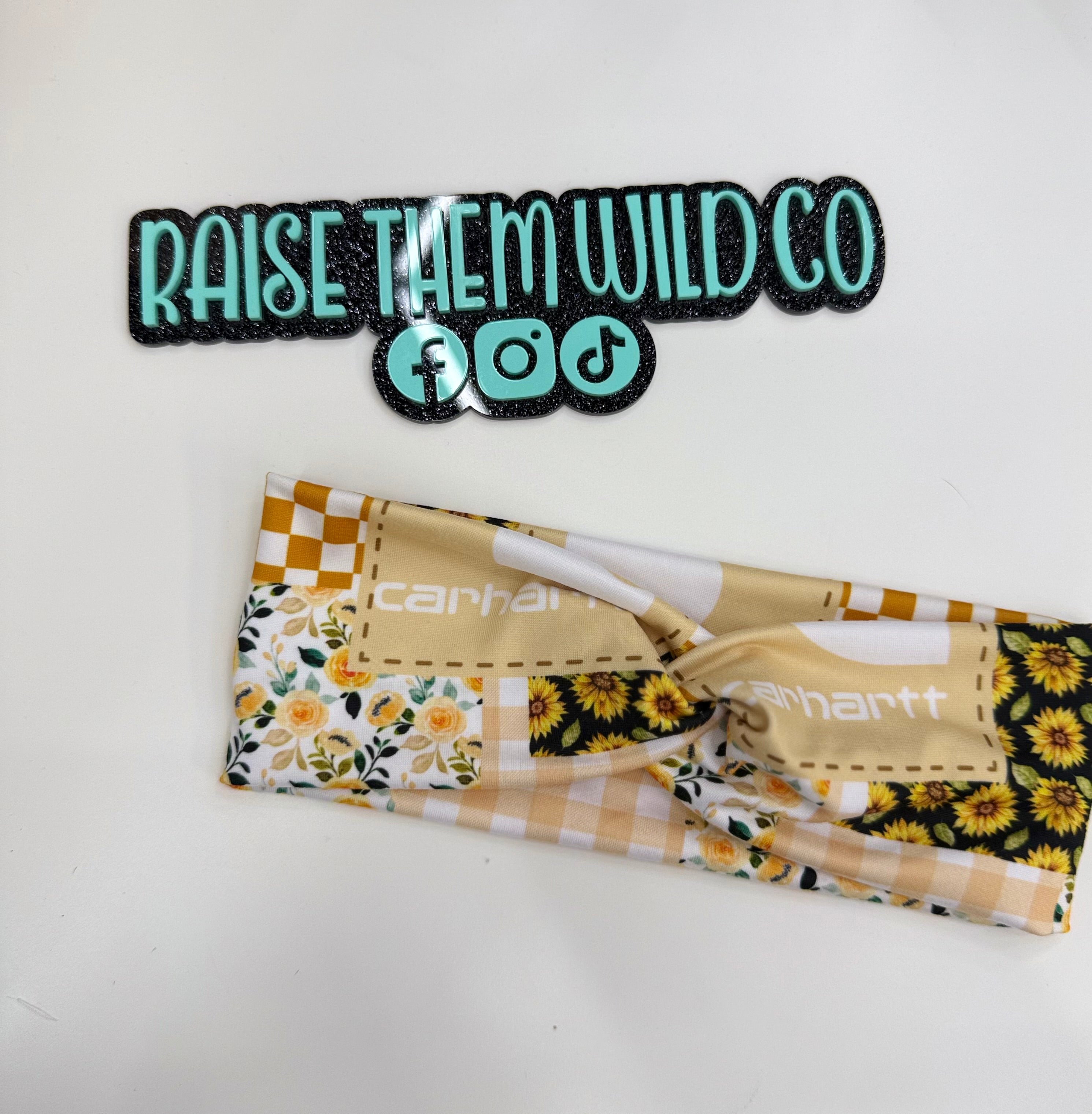 Car floral patch adult headband