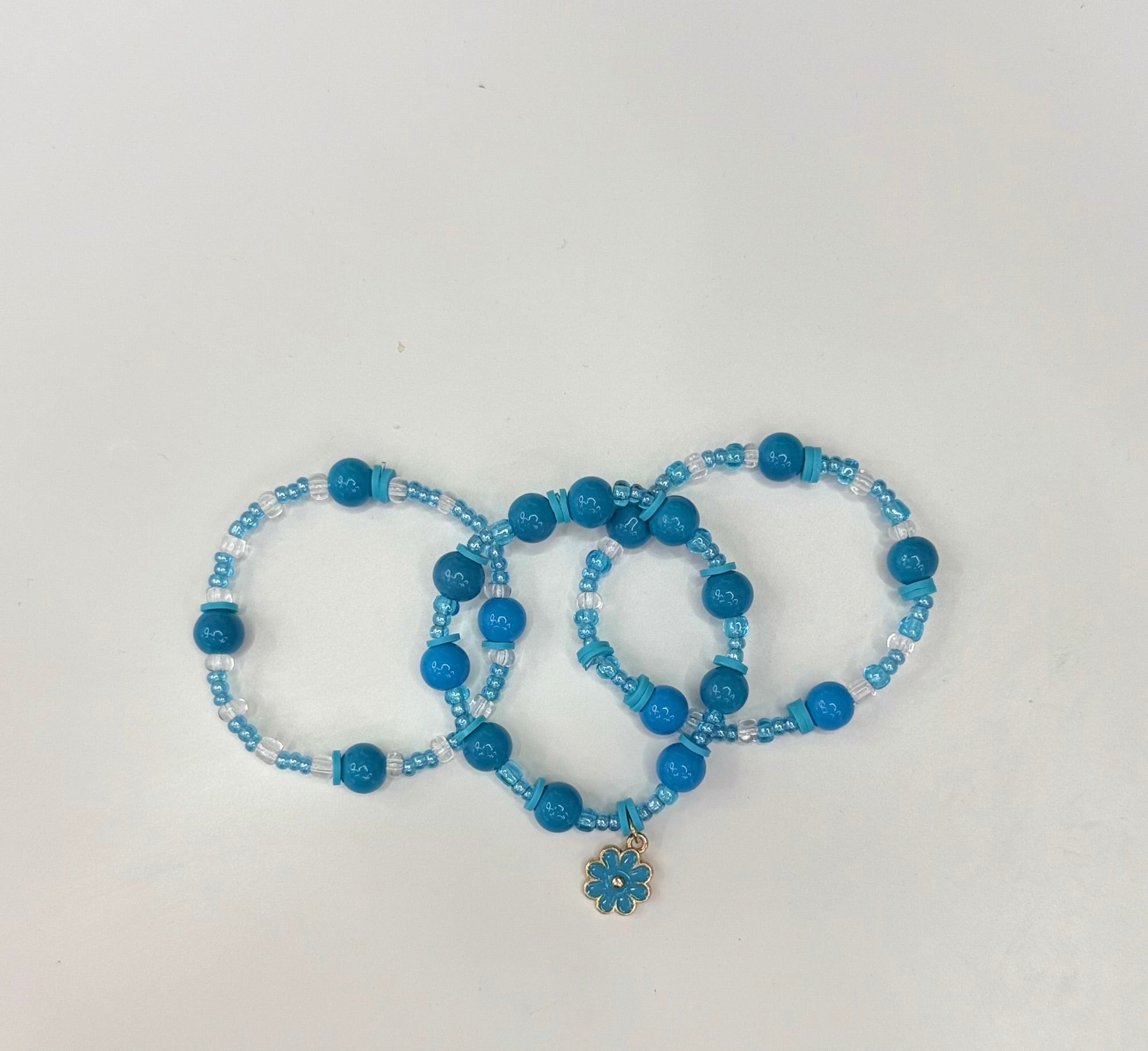 Blue flower bracelet stack (3)