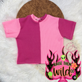 2T color block light and dark pink comfy tee