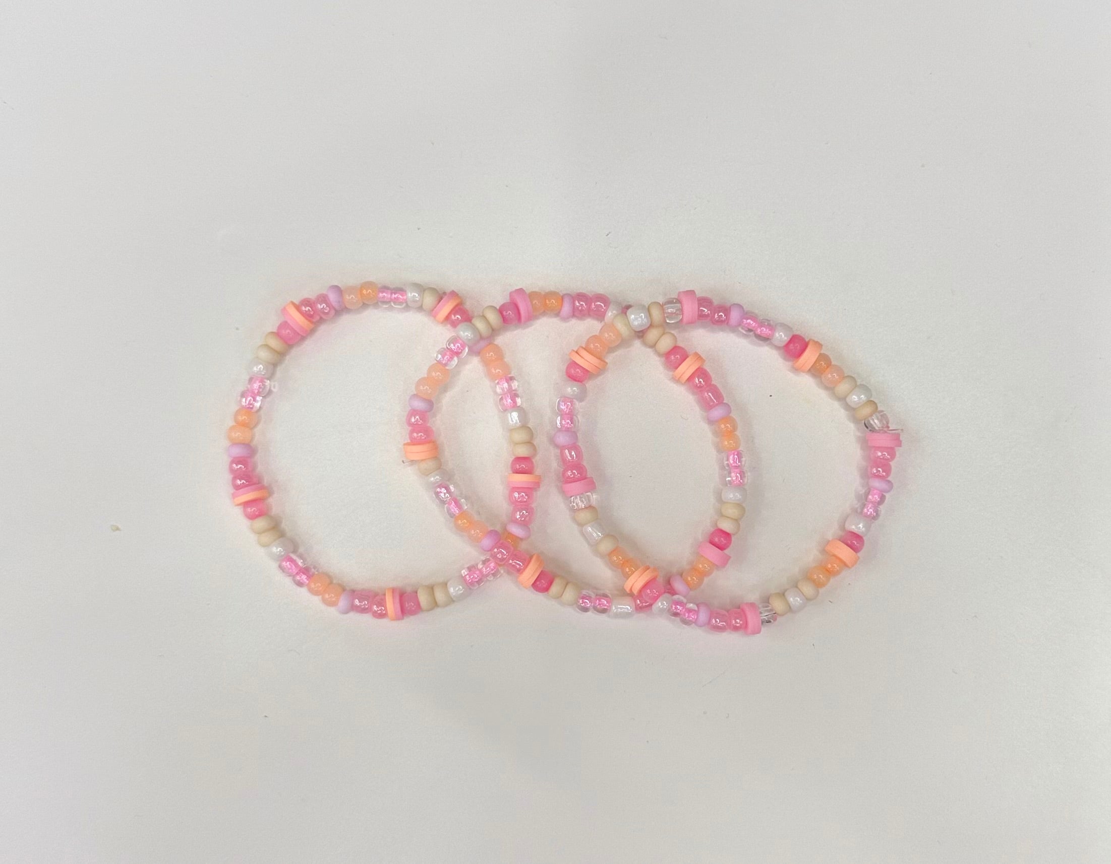 Pink orange Adult bracelet stack (3)