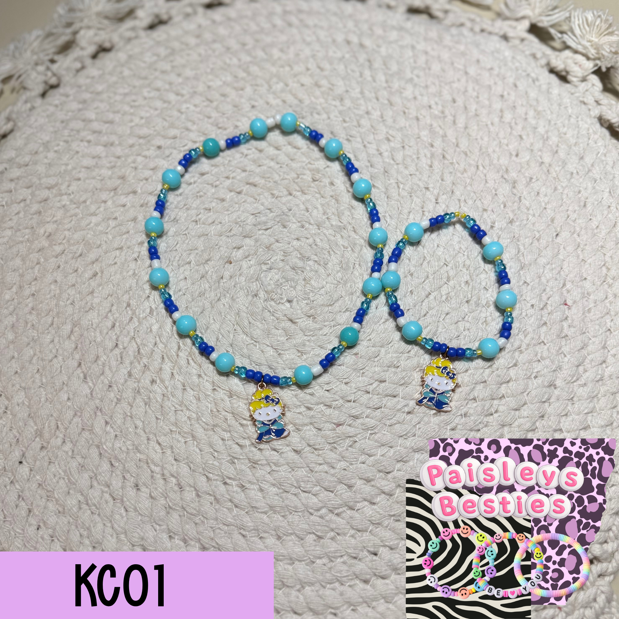 Kitty princess necklace bracelet set KC01