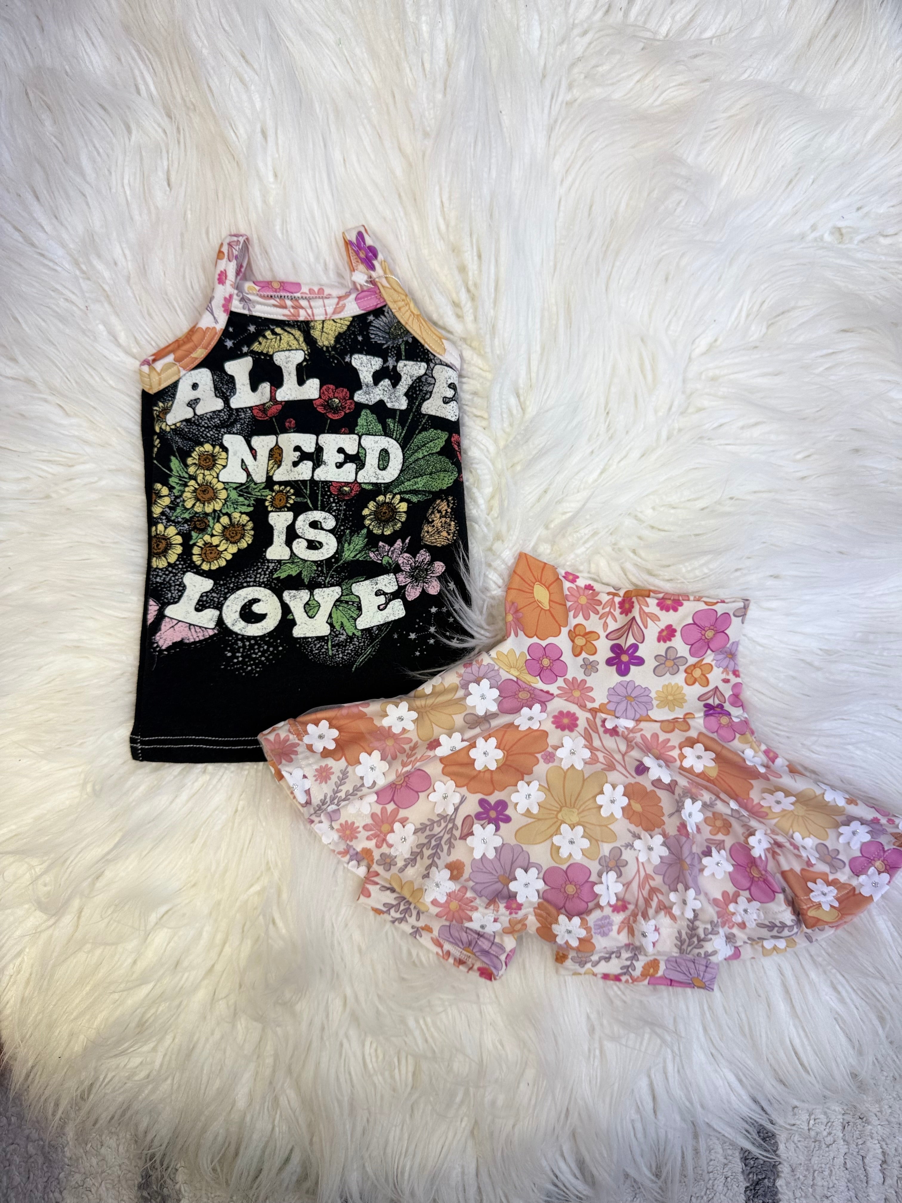 12-18 upcycle cami & skirt bike short set