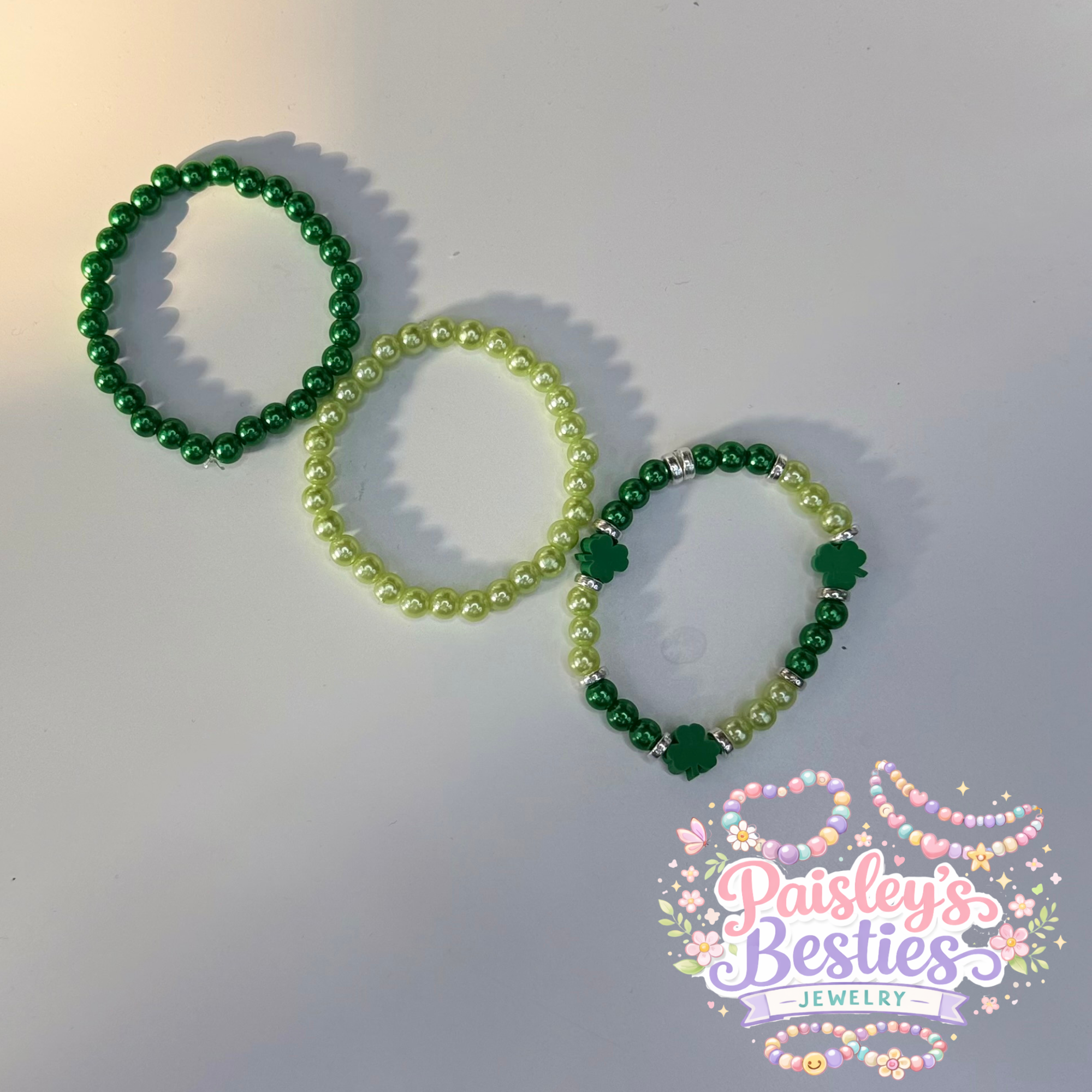 Shamrock light and dark green bracelet set (3)
