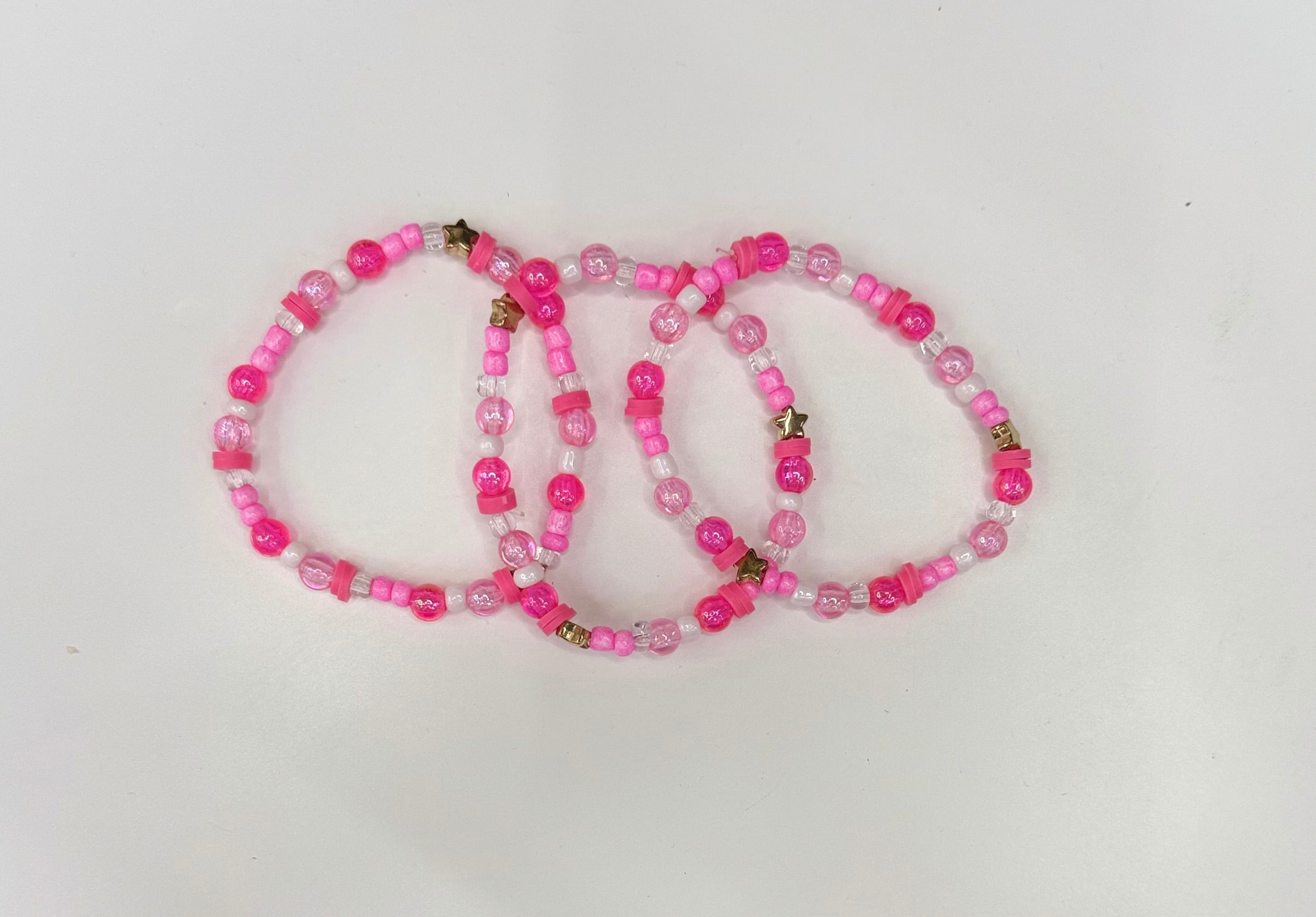 Hot pink star Adult bracelet stack (3)