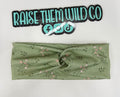 Green dainty floral adult headband