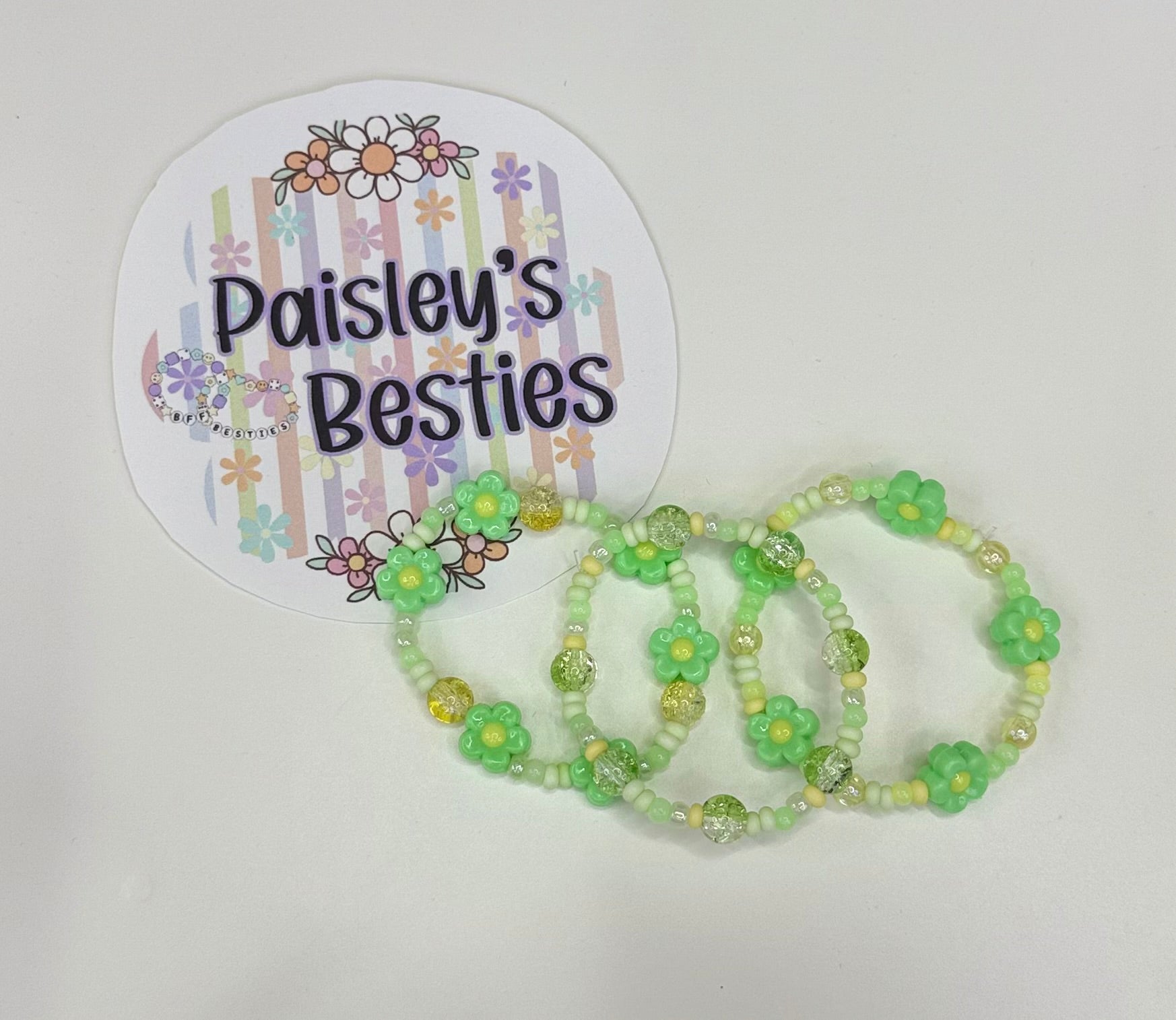 green flower bracelet stack (3) ( GFSC09 )