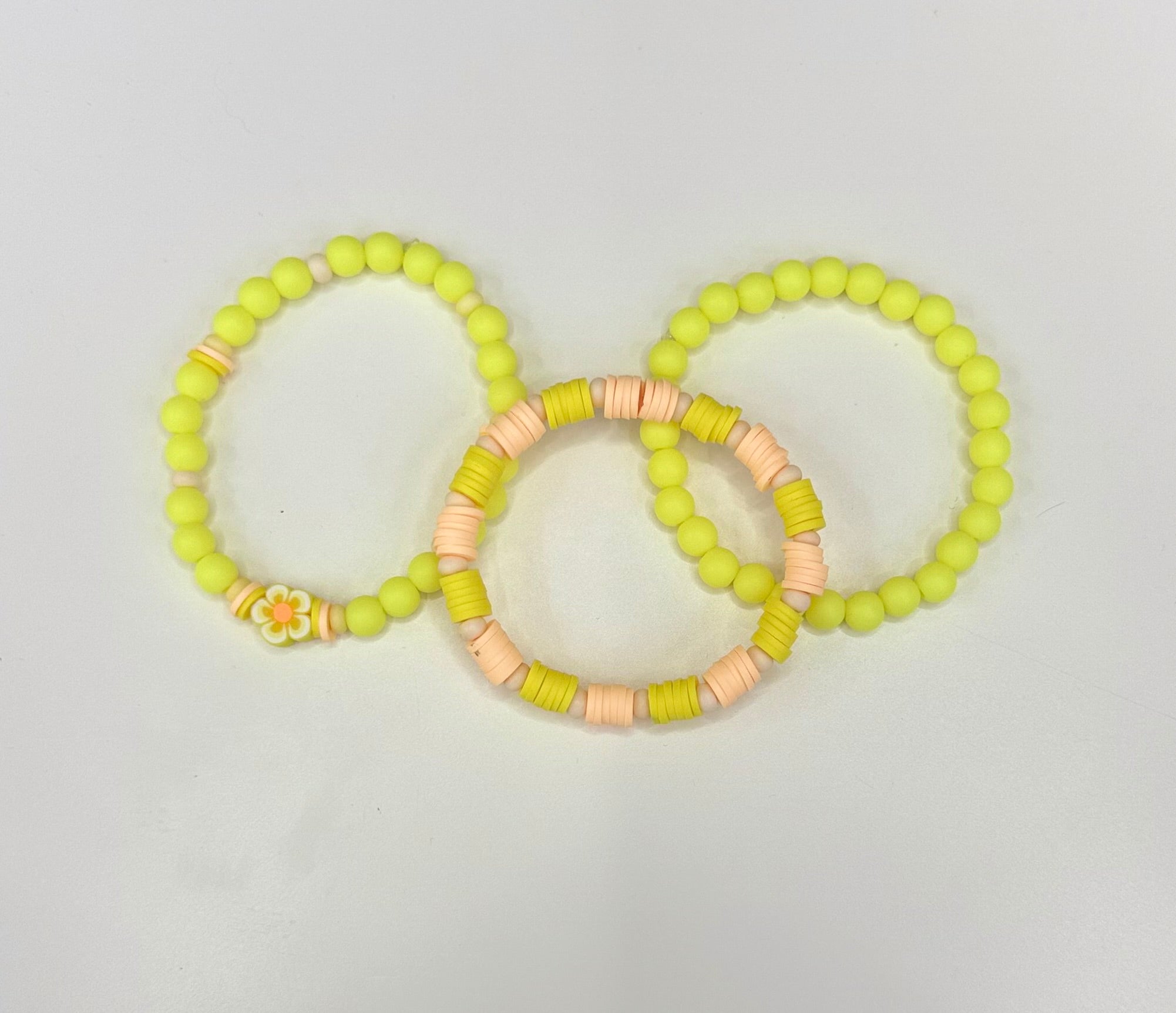 Yellow orange flower bracelet stack (3)