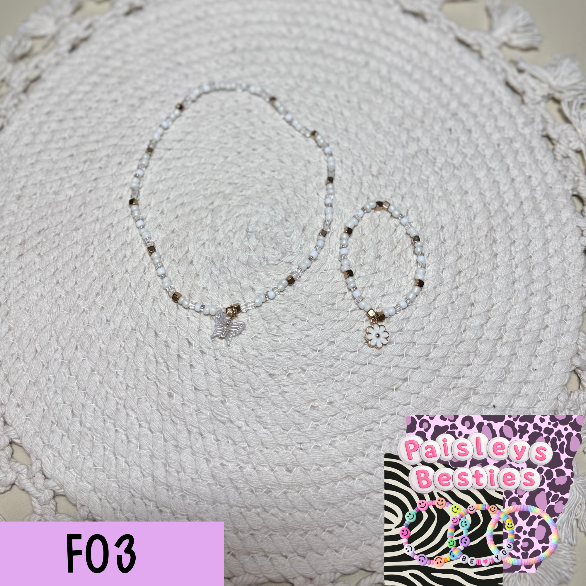 Flower bracelet necklace set F03