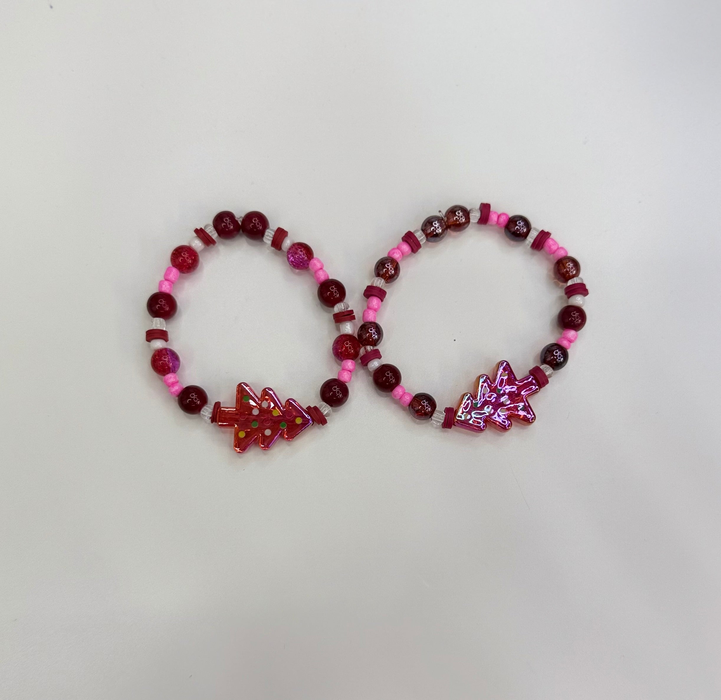 Adult Pink& red tree  bracelet set (2)