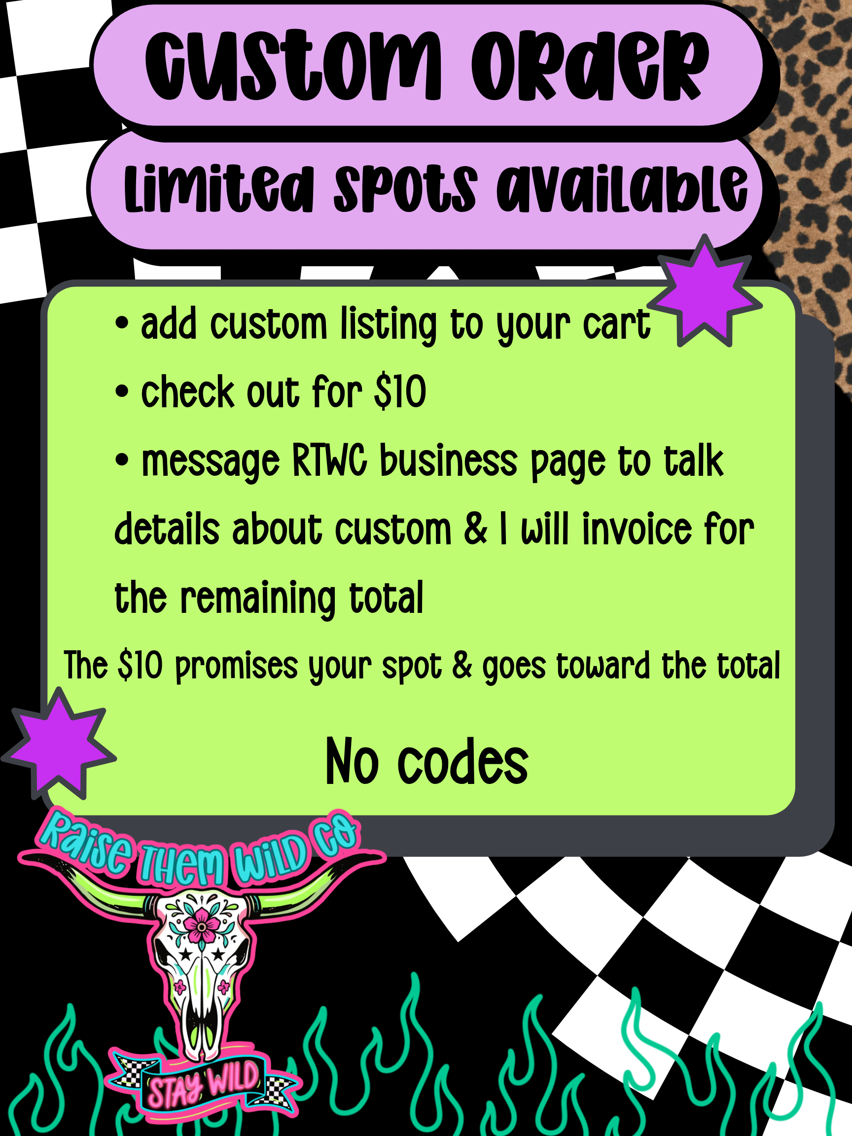 June custom order limited spots