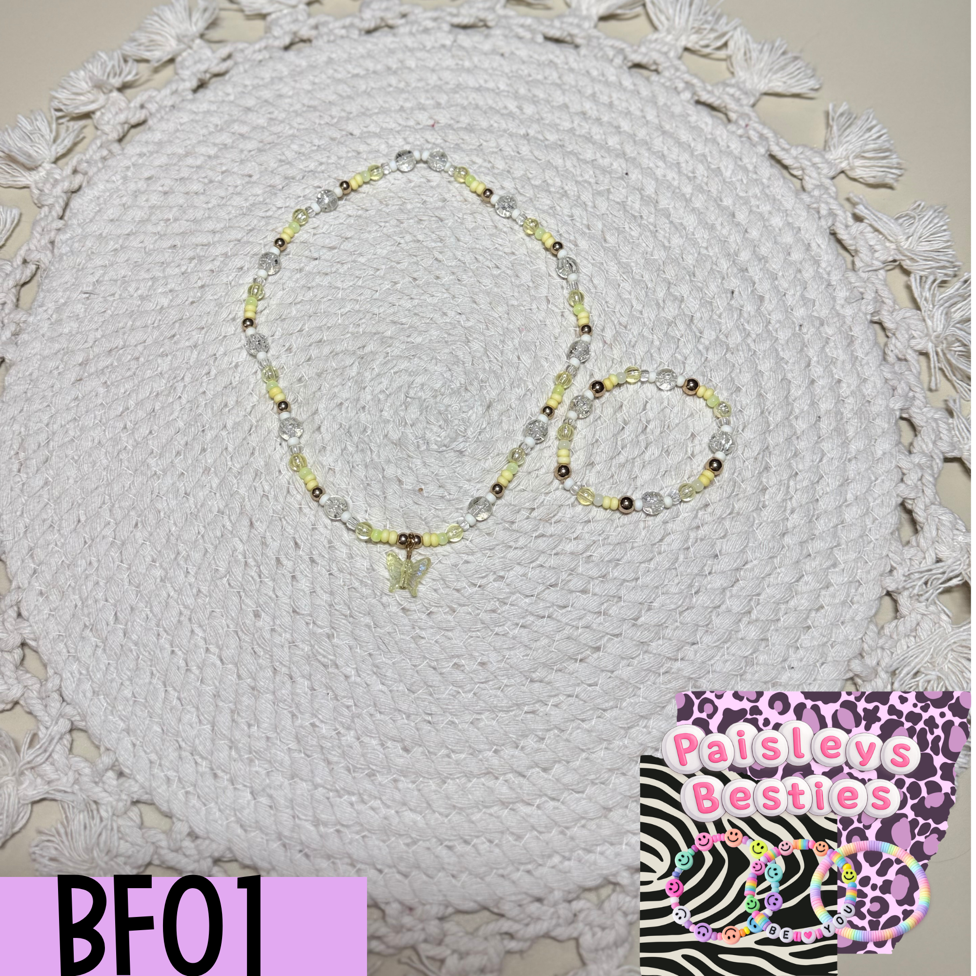 Butterfly necklace bracelet set BF01