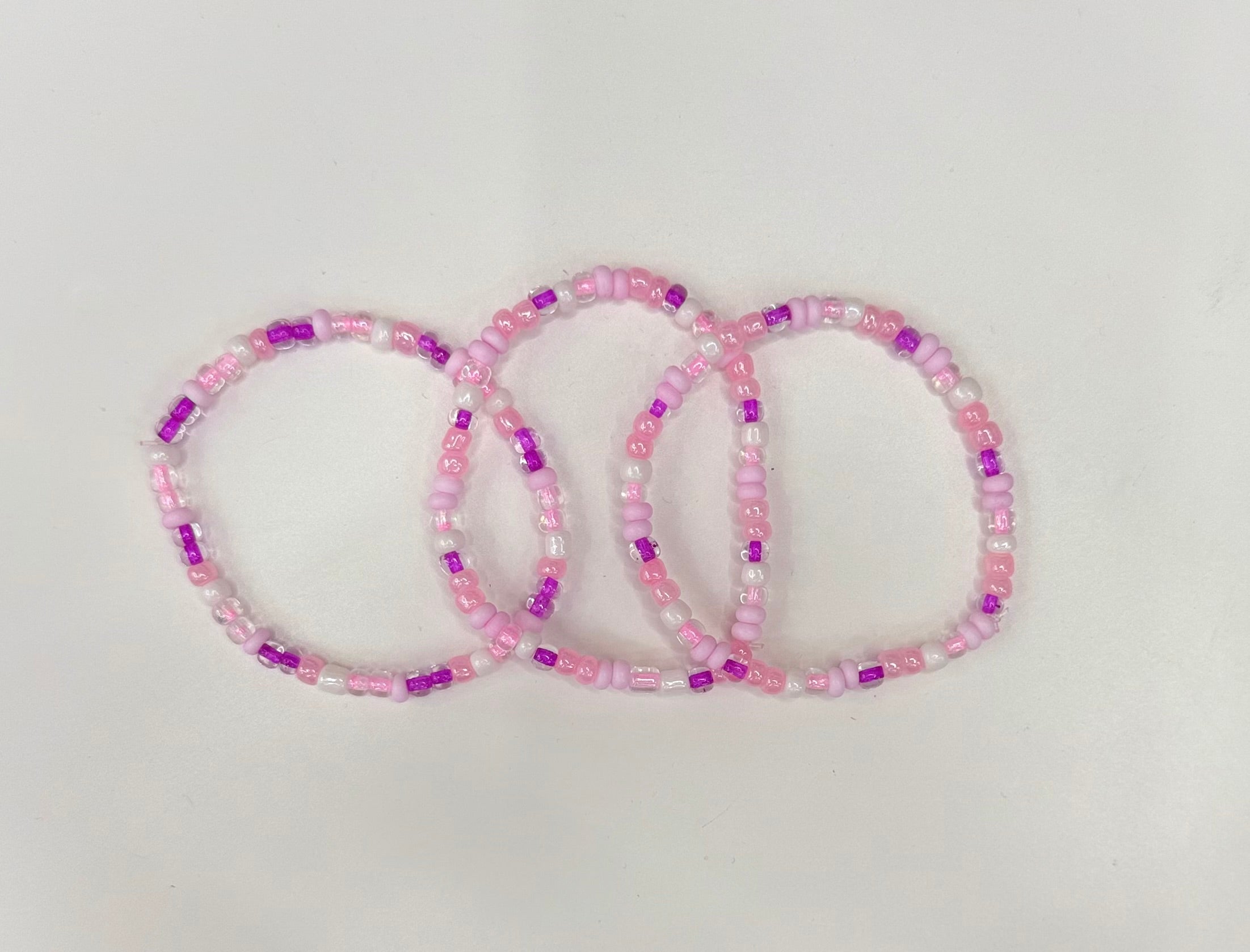 Light pink and light Purple  Adult bracelet stack (3)