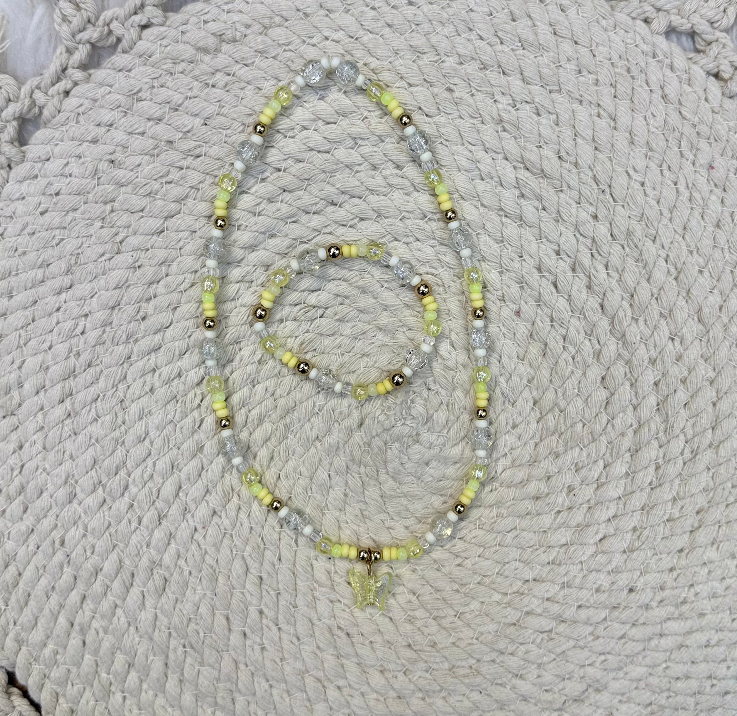 Yellow butterfly necklace bracket set YB01