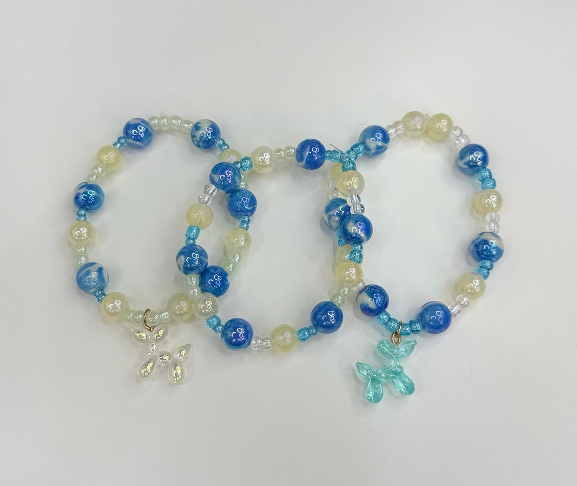 Adult Balloon dog bracelet stack (3) blue (BDBLUE01)