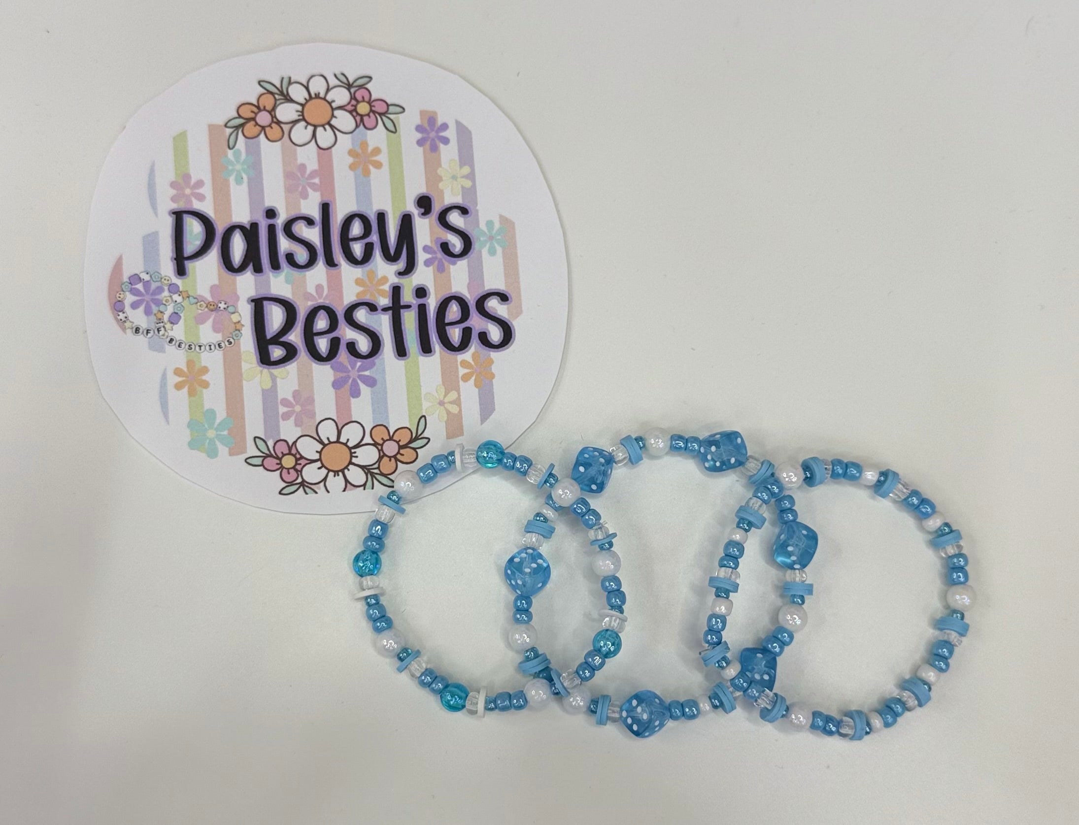 Blue white dice bracelet stack (3) (BWDSC10)
